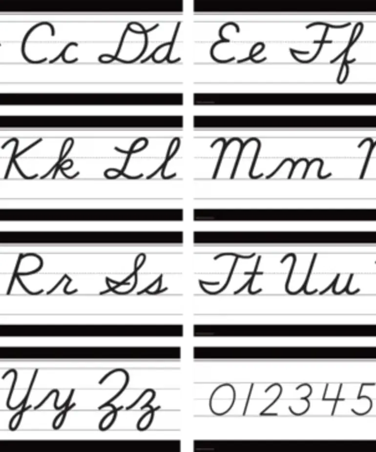 Black & White Cursive Alphabet Line Mini Bulletin Board