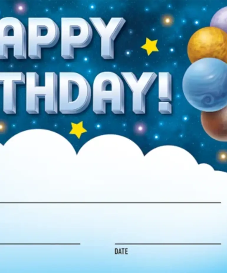 Outer Space Happy Birthday Awards