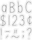Hand Drawn Black on White 4" Letters