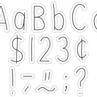 Hand Drawn Black on White 4" Letters