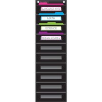 Black 10 Pocket File Storage Pocket Chart