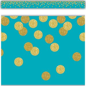 Teal Confetti Straight Border Trim