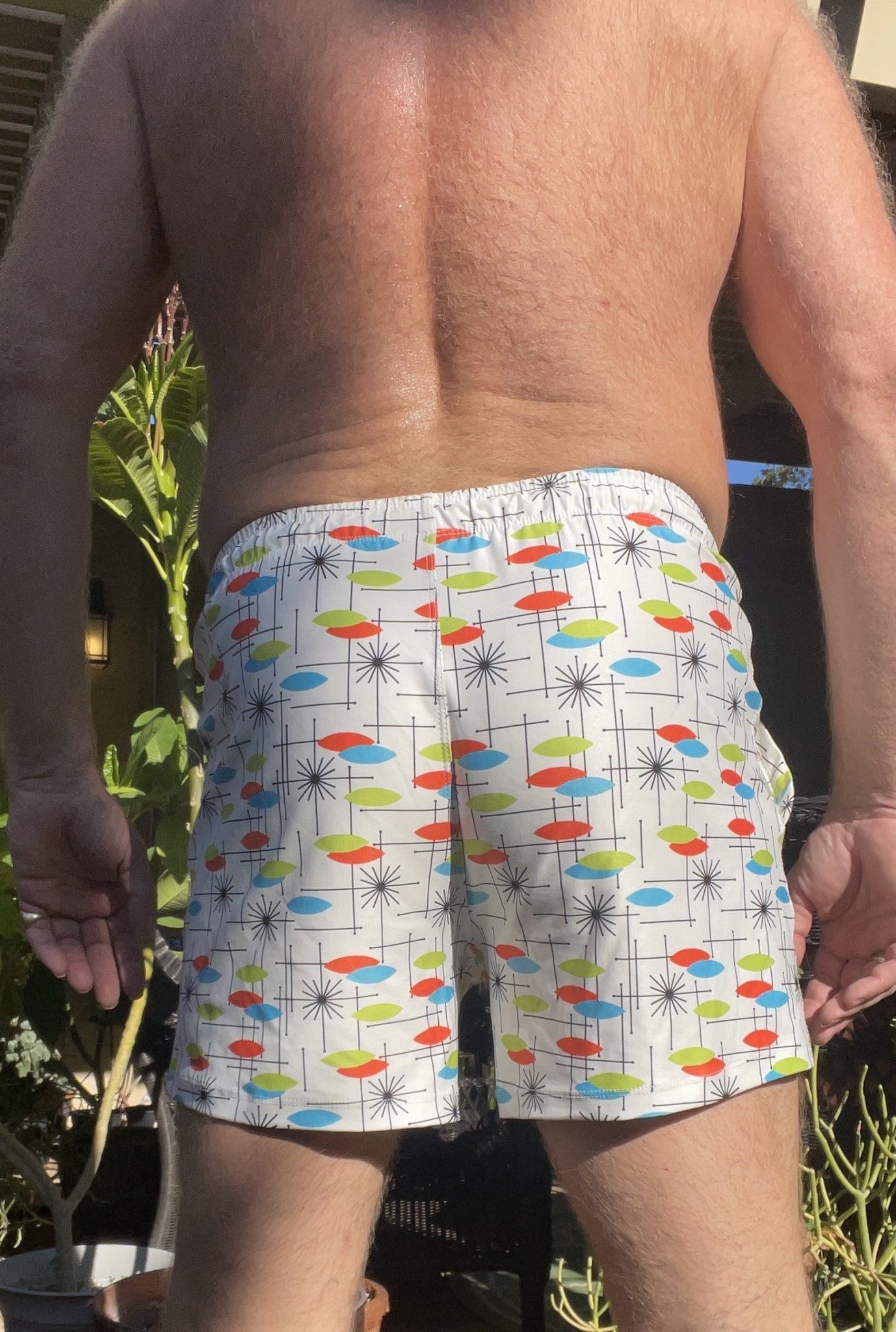 Mid Century Swim Pocket Short, White