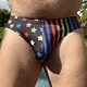 Swim Brief, rainbow Stars and Stripes, tie waist band