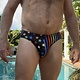 Swim Brief, rainbow Stars and Stripes, tie waist band