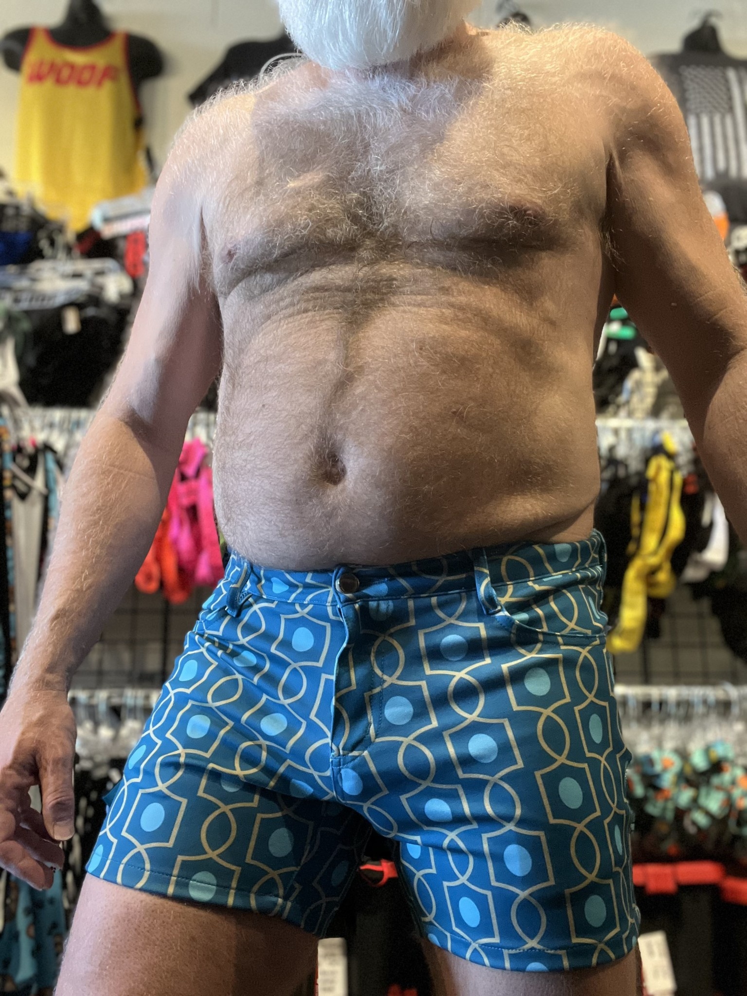 Bear Wear Dad Short 69, Gold/Aqua Geo