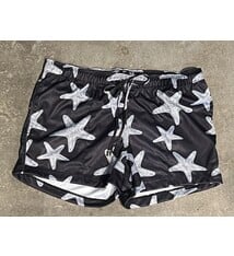 Black with Star Fish, Zip Back Pocket Short