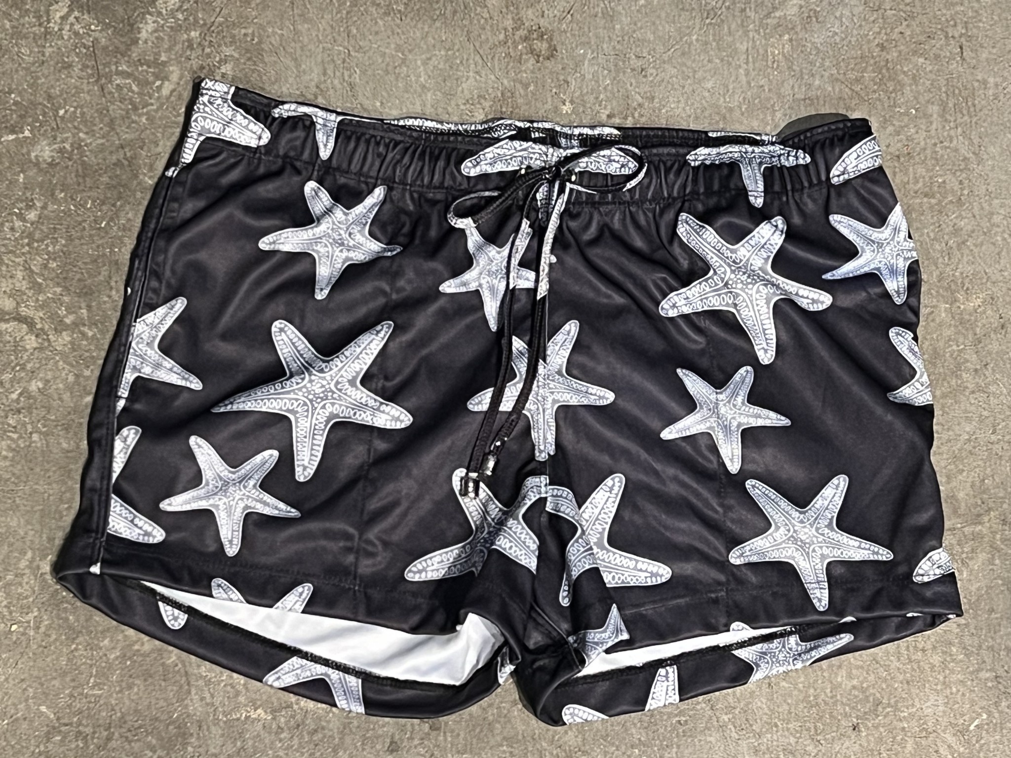Black with Star Fish, Zip Back Pocket Short