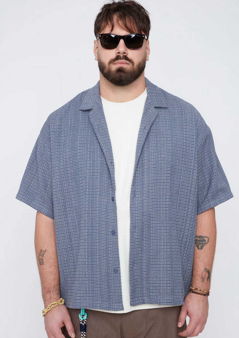 Textured Boxy Fit, Resort Collar Shirt