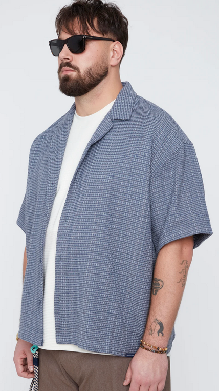 Textured Boxy Fit, Resort Collar Shirt