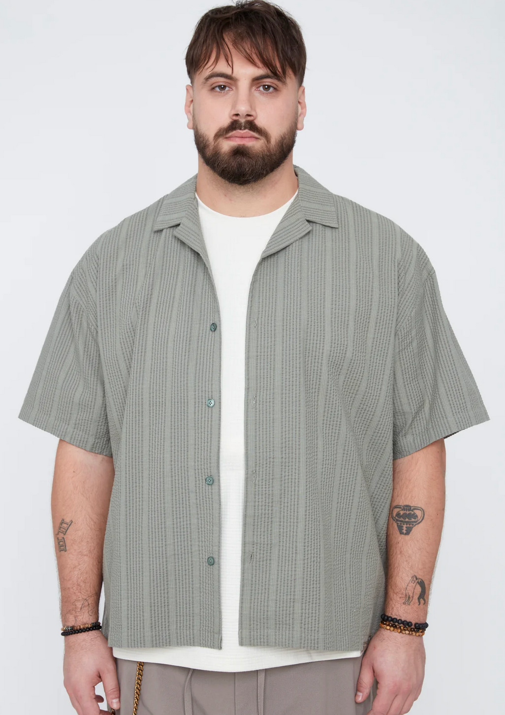 Stripe Boxy Fit, Thyme Collar Shirt
