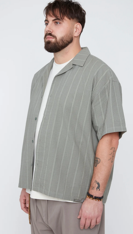 Stripe Boxy Fit, Thyme Collar Shirt