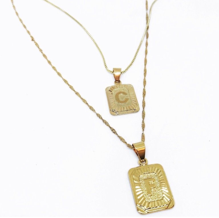 Honey Rose & K HRK Initial Tag Necklaces -Twisted Chain