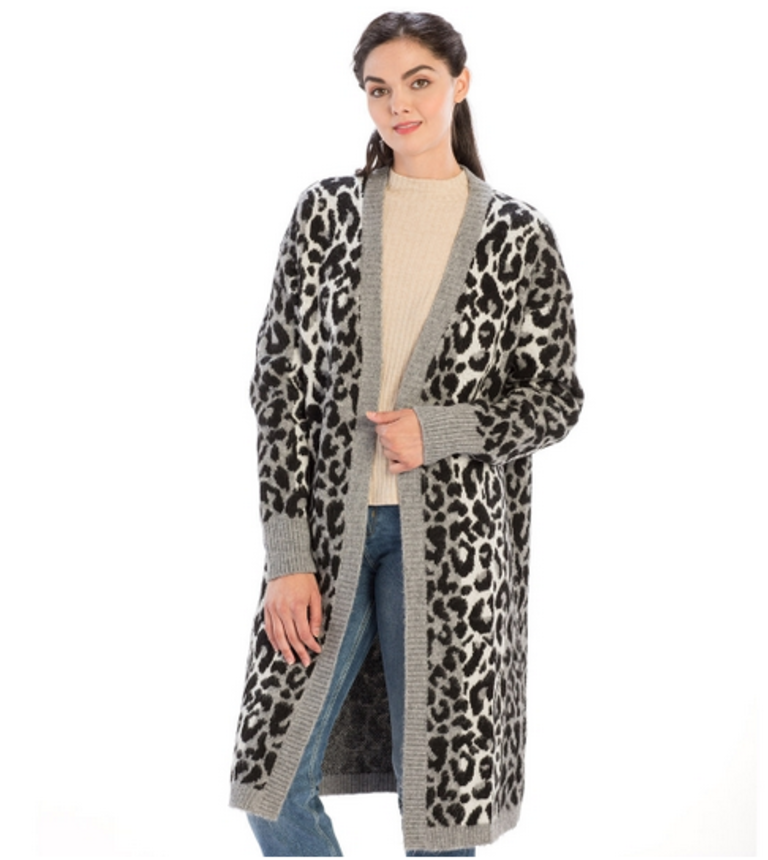 long printed cardigan