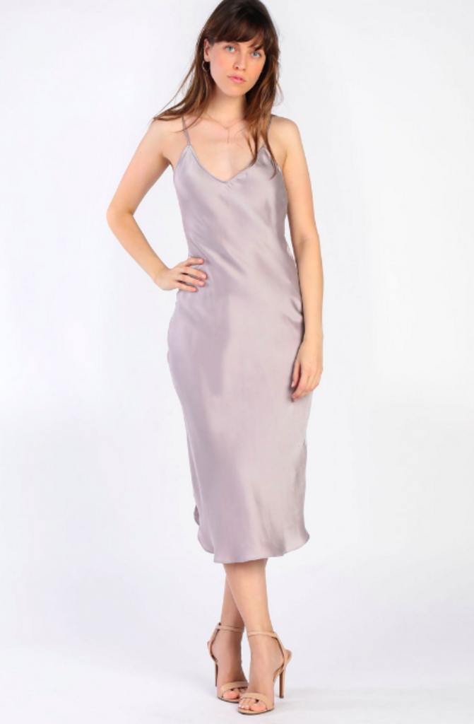 white silk cami dress