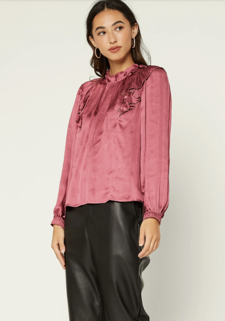 Current Air Ruffled Bow Open Neck Blouse