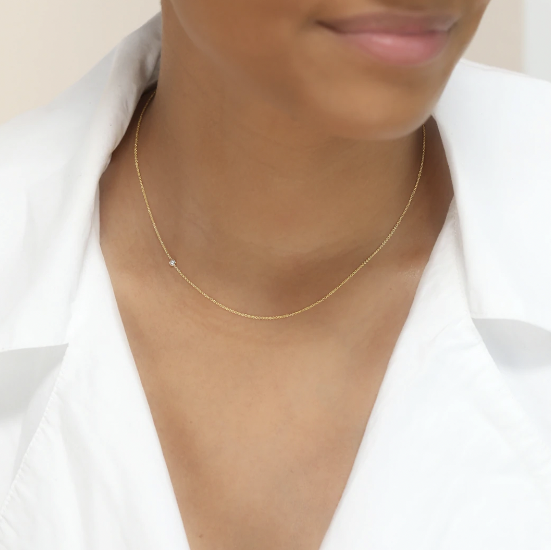 Asymmetrical Birthstone Necklace Yellow 