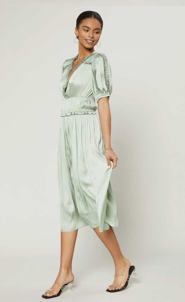Current Air Elastic Waisted Midi Dress with Ruffle Detail