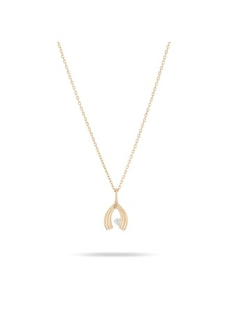 Leah Alexandra Wishbone Pendant Necklace, Gold at John Lewis & Partners