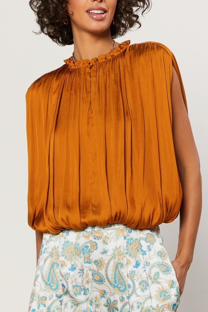 Current Air Cropped Sleeveless Shirring Top