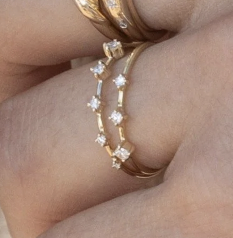 Adina Reyter Super Tiny 5 Diamond Stacking Ring