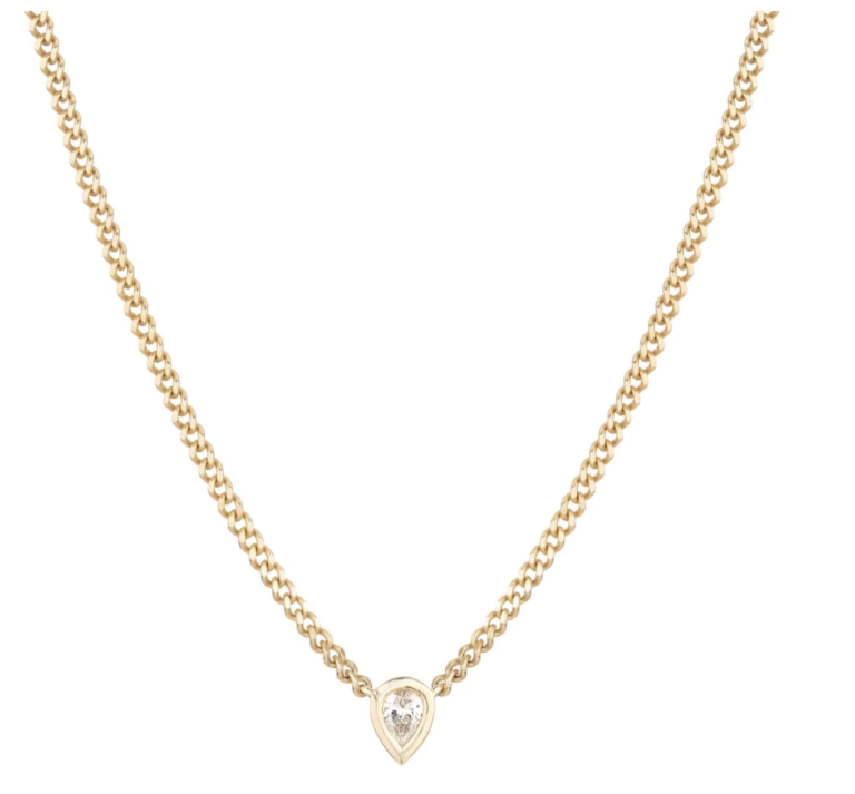 Adina Reyter Pear Bezel Set Lab Grown Diamond Necklace