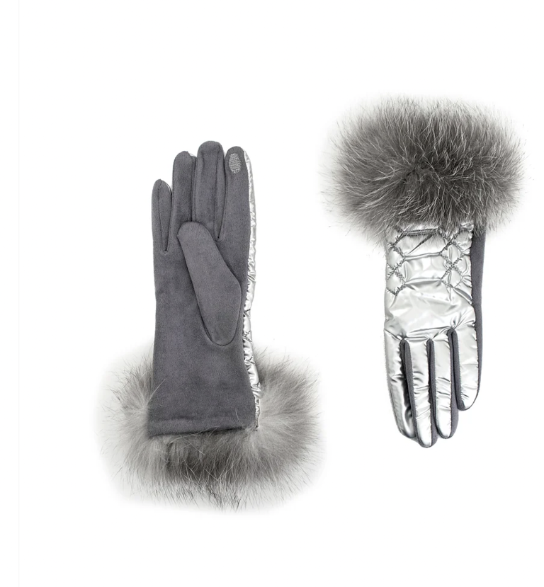 Mitchie's Matchings Puffer Glove with Fur Trim