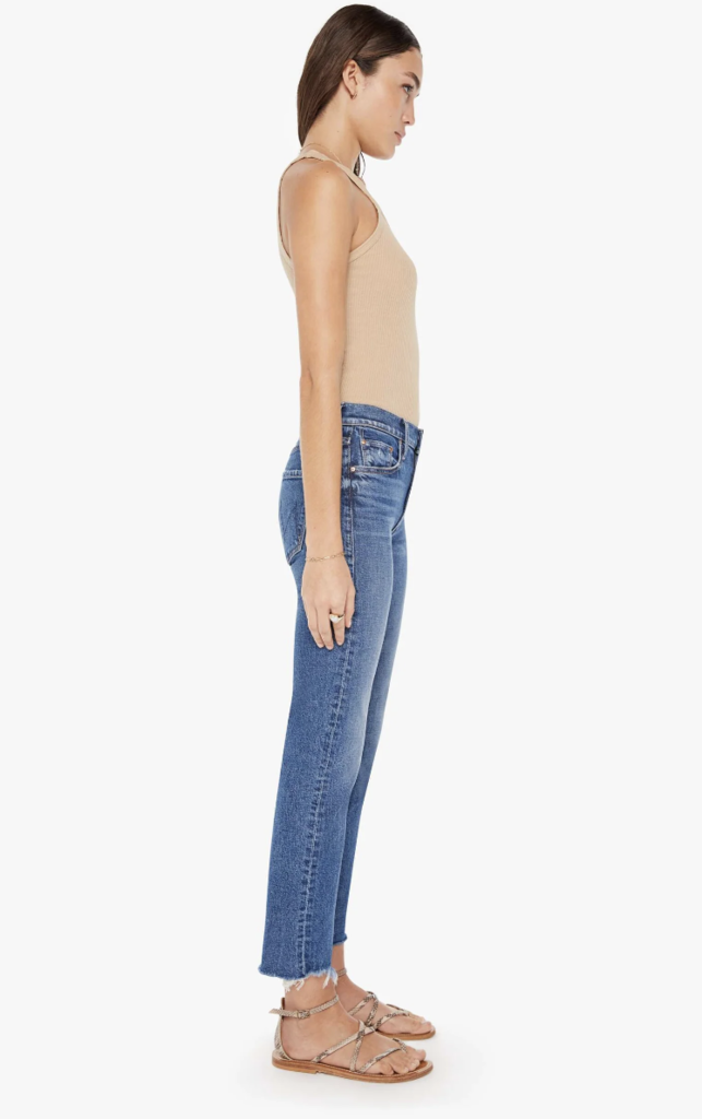 Mother Denim Mid Rise Rider Ankle Fray in Local Charm