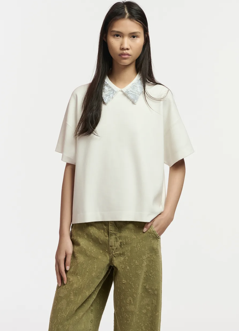 Embroidered collar cheap t shirt