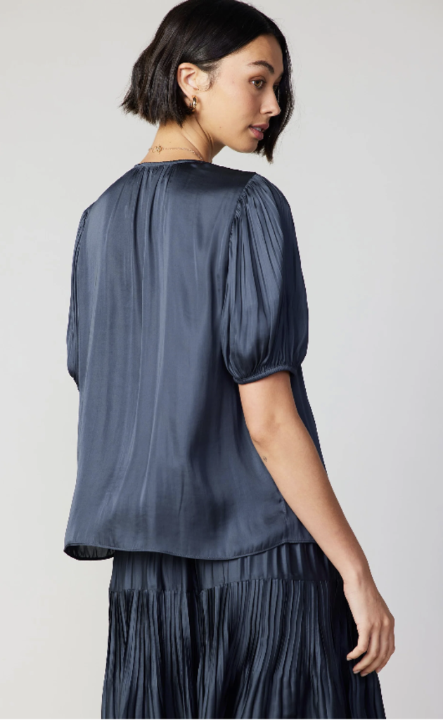 Current Air Pleated V-Neck Blouse