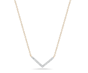 Tiny Pave V Necklace - Y 14K - Rowe Boutique