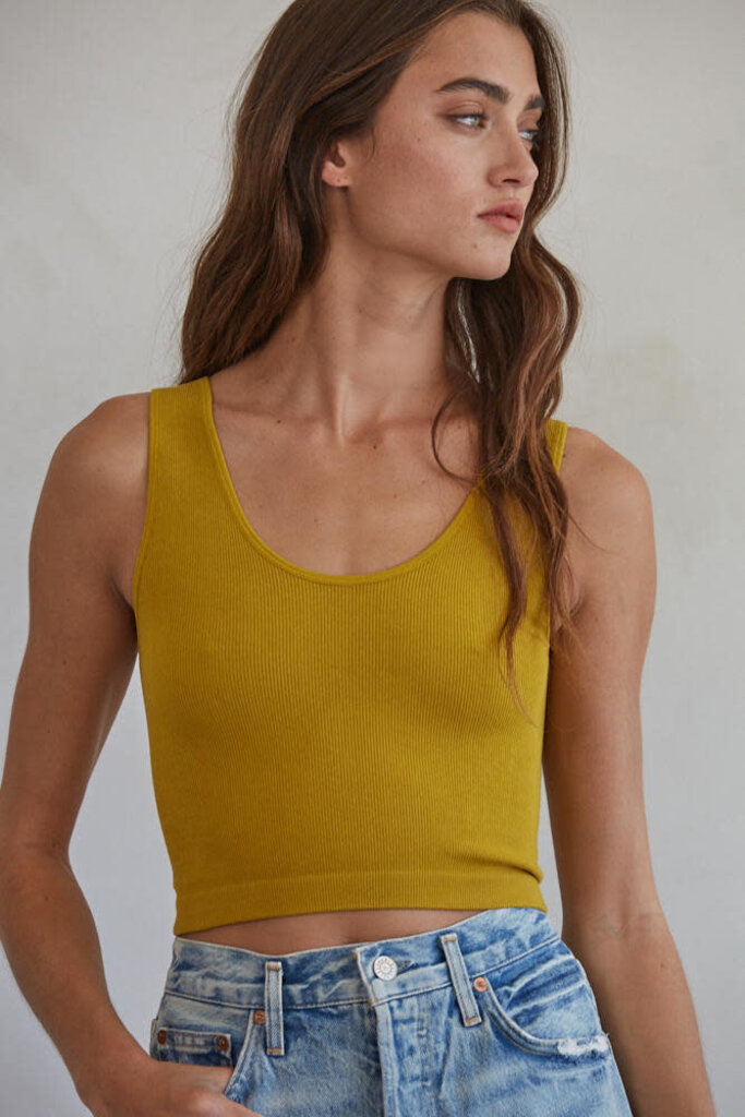 By Together Seamless Ribbed U/V Neck Crop Tank