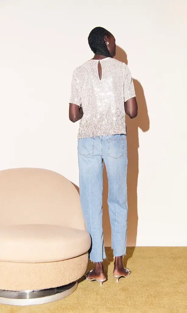 Saylor Alix Beaded Sequin Top