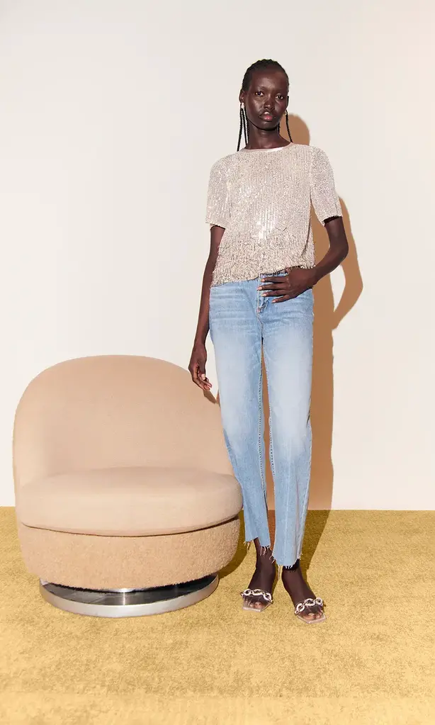 Saylor Alix Beaded Sequin Top
