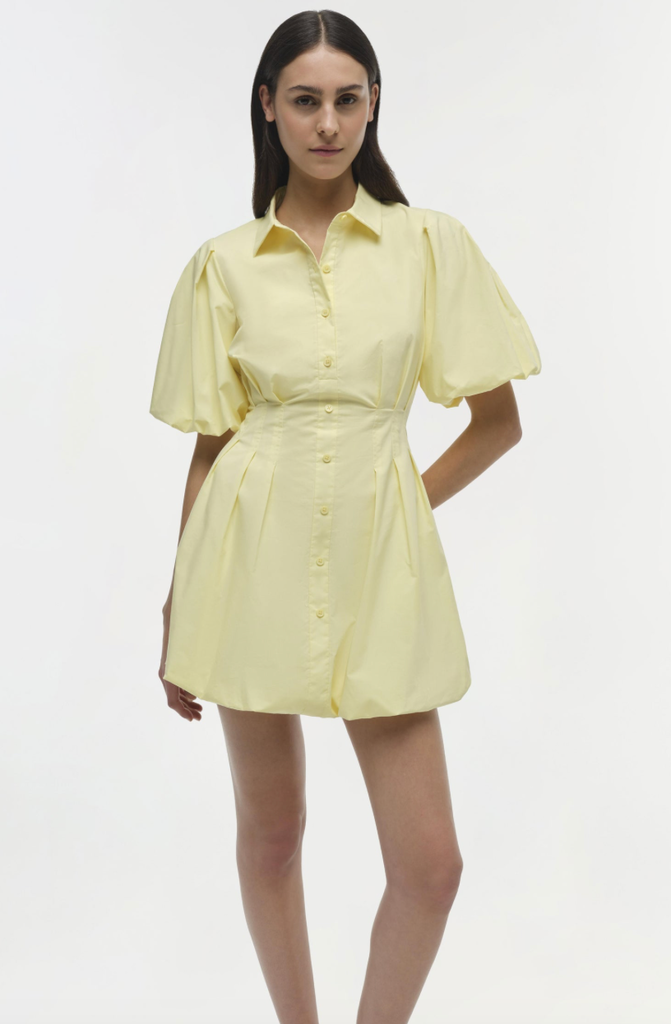 Simkhai Cleo Balloon Pintuck Mini Dress