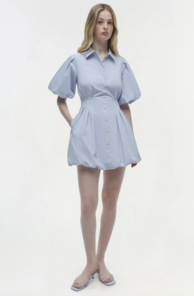 Simkhai Cleo Balloon Pintuck Mini Dress