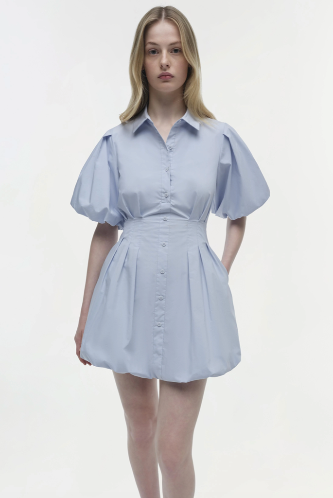 Simkhai Cleo Balloon Pintuck Mini Dress