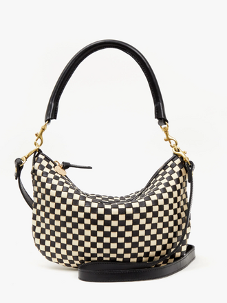 Clare V. Petit Moyen Messenger - Woven Checker