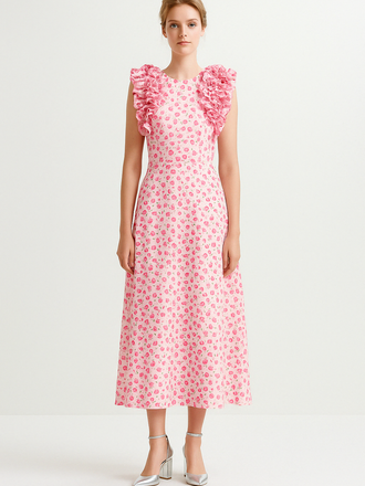 Essentiel Antwerp Hexico Ruffle Midi Dress