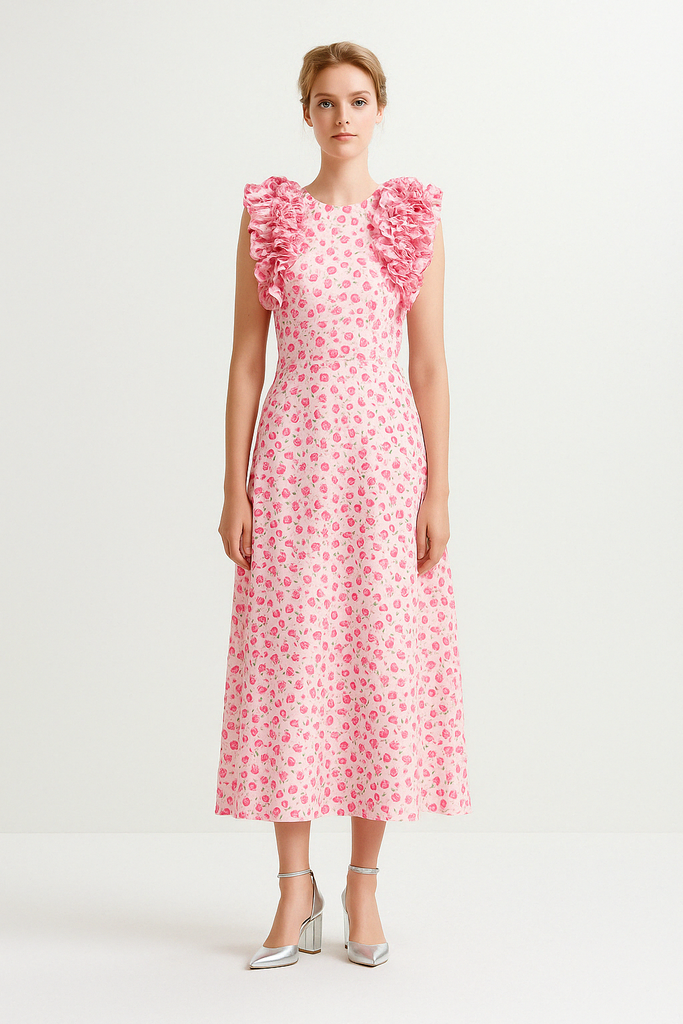 Essentiel Antwerp Hexico Ruffle Midi Dress