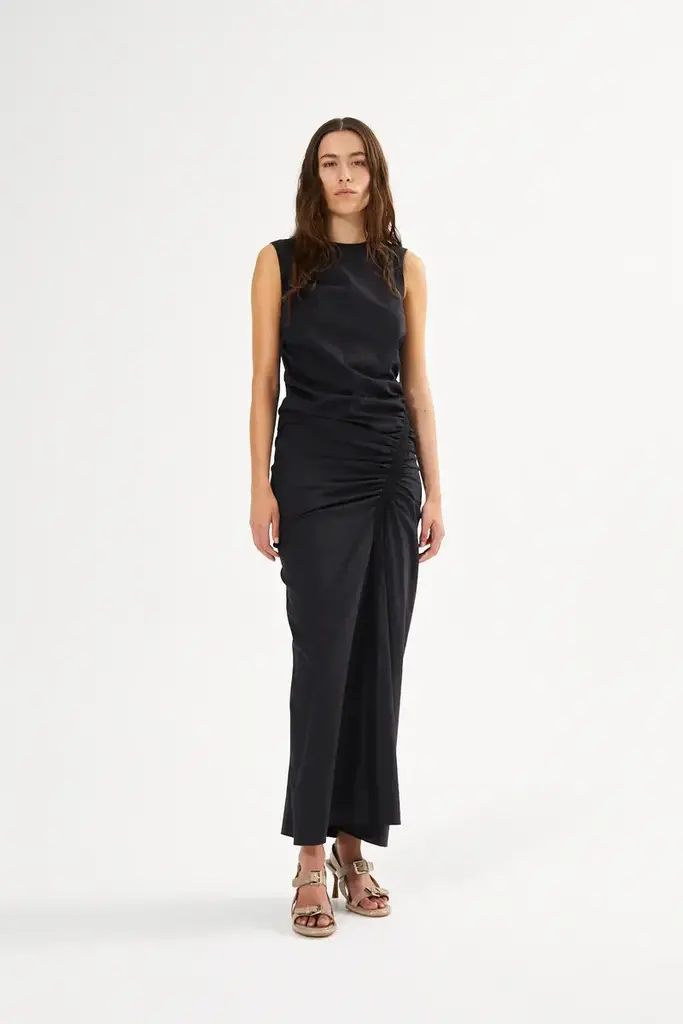 Rabens Saloner Bibber Papery Fitted Long Dress