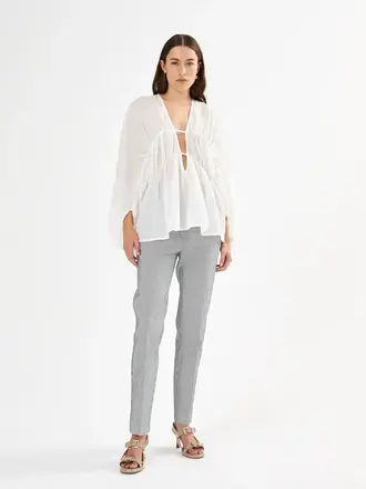 Rabens Saloner Corrie Cotton Voile Deep V Top