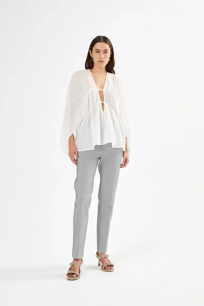 Rabens Saloner Corrie Cotton Voile Deep V Top