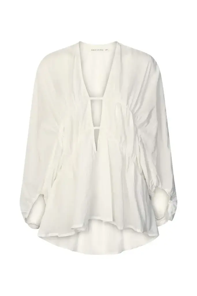 Rabens Saloner Corrie Cotton Voile Deep V Top