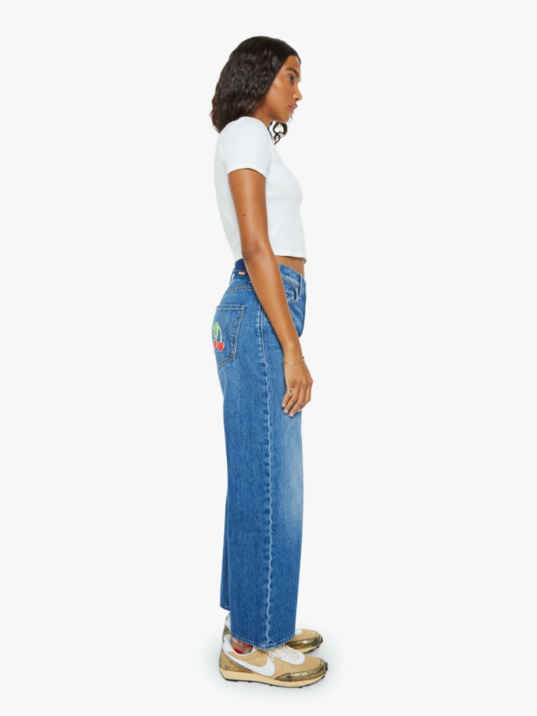 Mother Denim The Dodger Ankle - Green Thumb w/ Cherries