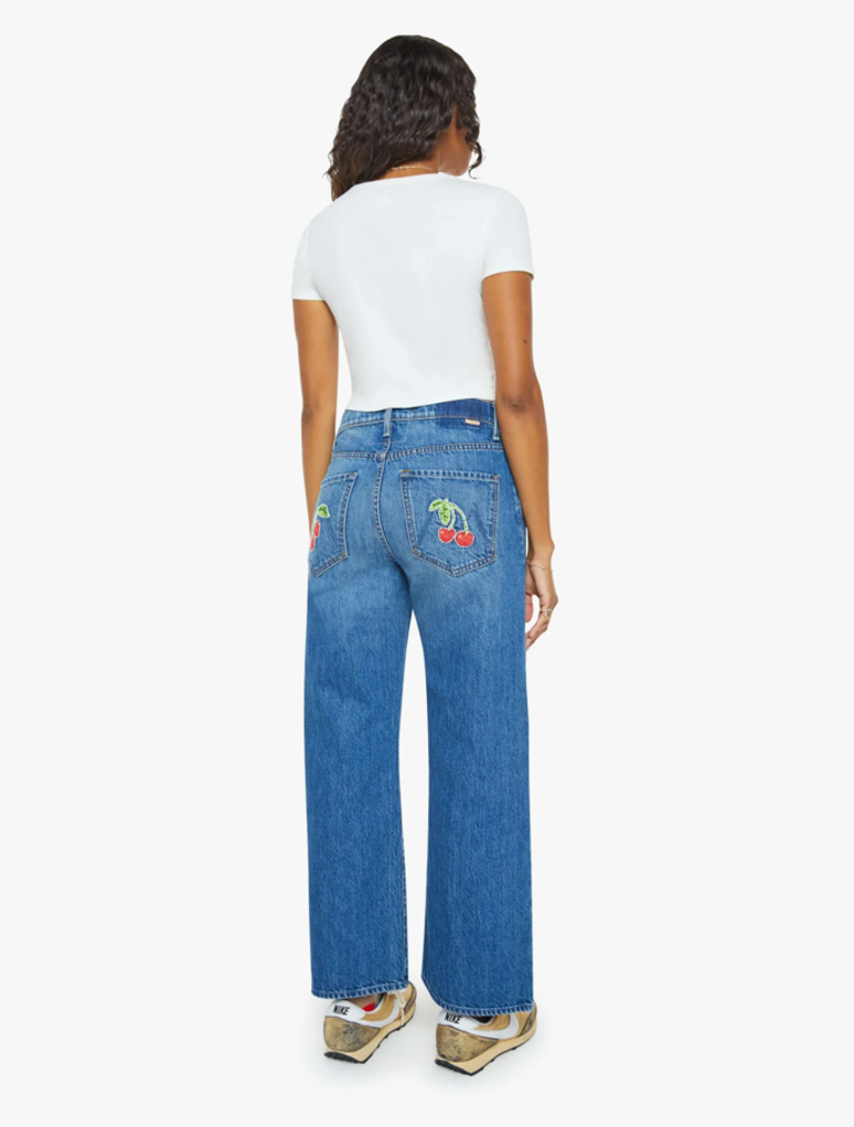 Mother Denim The Dodger Ankle - Green Thumb w/ Cherries