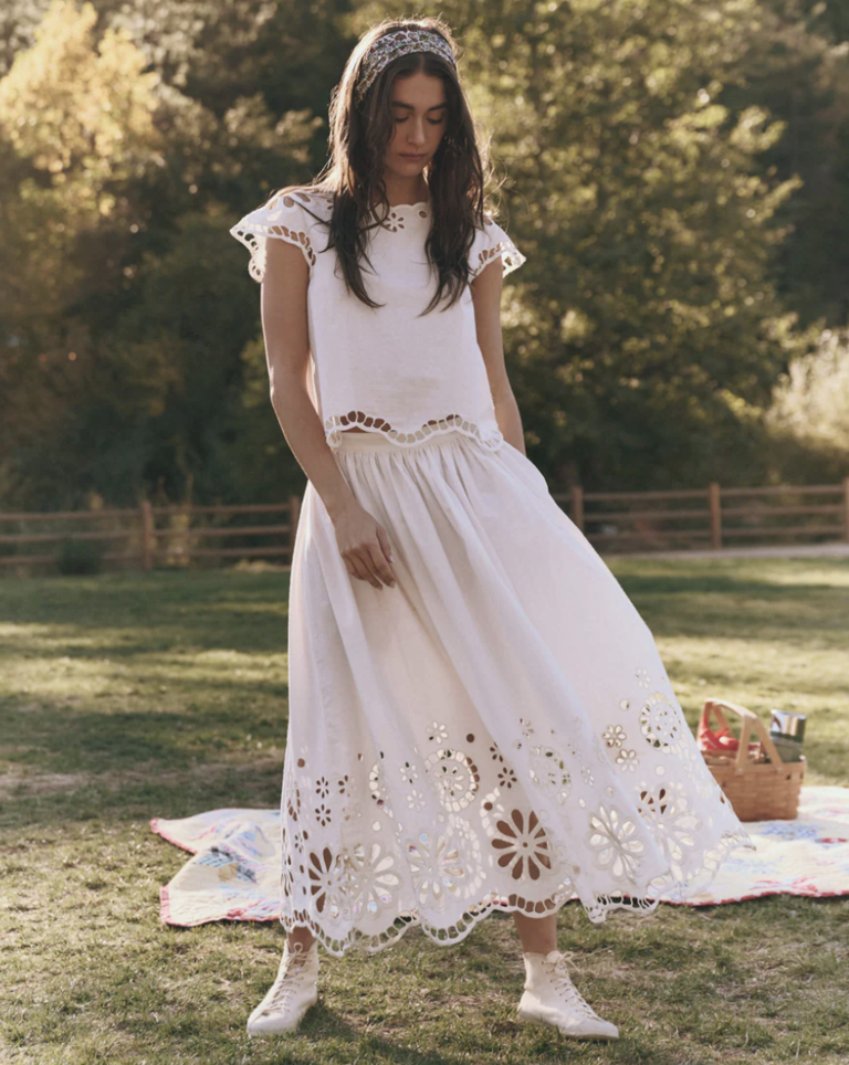 The Great The Super Bloom Eyelet Skirt