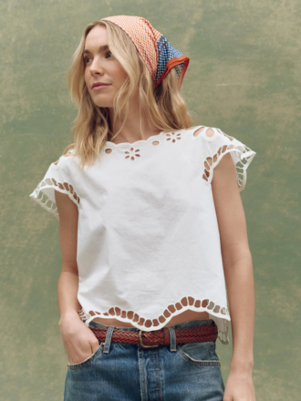 The Great The Super Bloom Eyelet Top