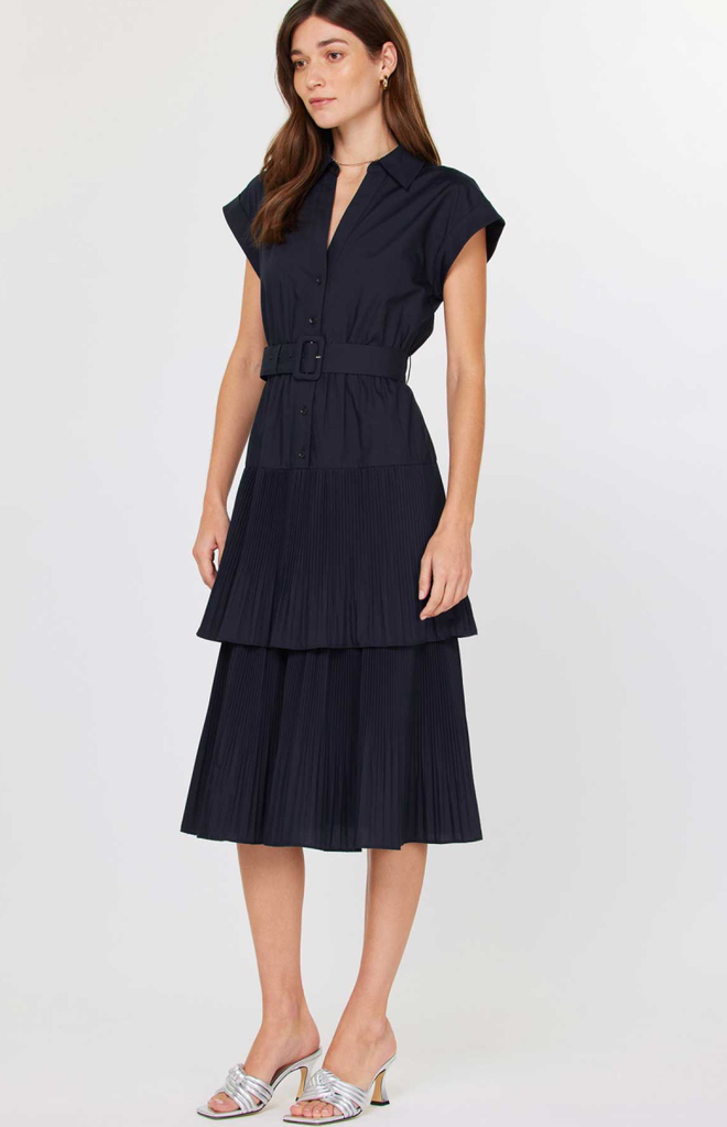 Current Air Button Down Tiered Midi Dress