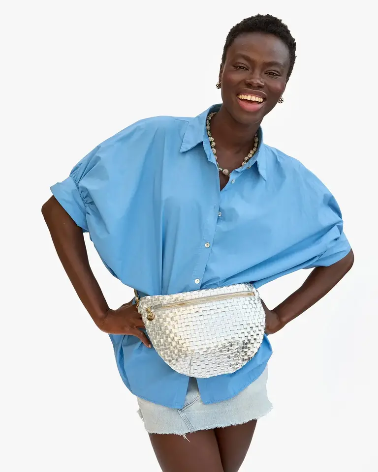 Clare V. Specchio Woven Grande Fanny